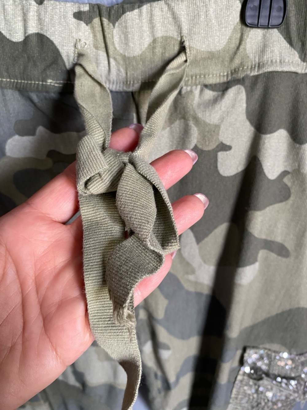 Camo Cargo Joggers with Sequin Pocket Detail - Picture 6 of 10